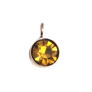 Pendentif pierre de naissance ronde dorée 6mm avec cristal jaune facetté et monture