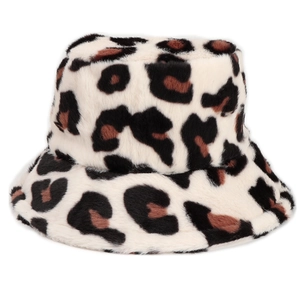 Cappello da pescatore leopardato in peluche invernale in calda pelliccia sintetica