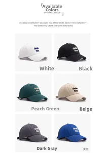 Détail des casquettes de baseball en coton avec broderie 3D en six couleurs tendance