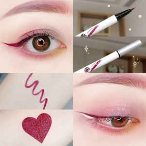 Waterproof dark red liquid eyeliner with fine tip and long-lasting smudge-proof formula