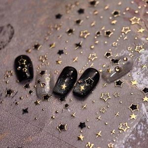 Starry Sky Nail Art Stickers Bronzing Gold Black Star Pattern Self Adhesive Ultra Thin For DIY Manicure Decoration