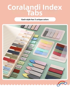 Detailed view of Morandi color index tabs showing translucent texture on paper