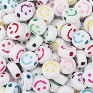 Colorful acrylic smiley face round beads for DIY jewelry making handmade necklaces
