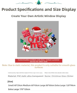 Detail specifications of Santa Claus PVC electrostatic stickers for glass windows