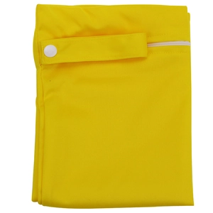 Yellow waterproof diaper storage bag with snap strap and zipper for strollers