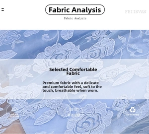 Close-up of light blue mesh fabric featuring detailed floral embroidery and textures