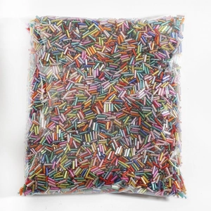 Colorful silver-lined glass bugle beads 2x7mm for DIY jewelry making and sewing