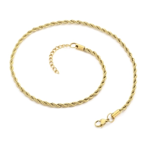 Vergoldete Edelstahl-Kordelkette für Damen und Herren im minimalistischen Stil