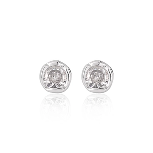 Minimalist 925 Sterling Silver Irregular Geometric Circle Stud Earrings For Women Sparkling Rhinestone Inlaid Ear Jewelry