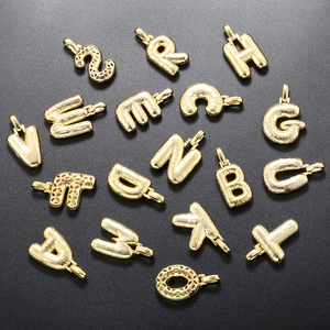Minimalist 18K gold plated alphabet letter pendants with brushed matte texture finish