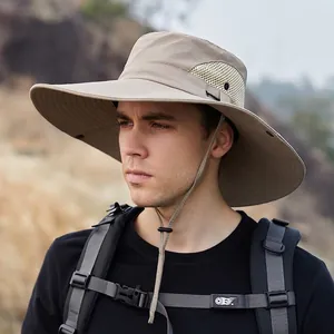 Outdoor Sonnenhut mit breiter Krempe, atmungsaktivem Mesh und verstellbarem Kinnriemen