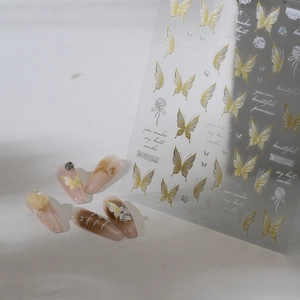 Translucent butterfly nail art stickers M-885 with delicate rose and heart smile patterns