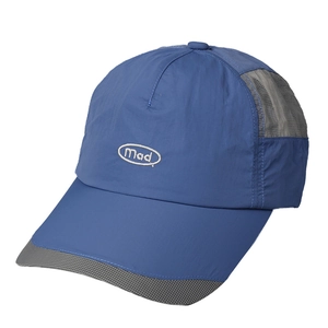 Quick-dry breathable baseball cap in navy blue with grey mesh panels and Mad embroidery