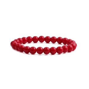 Bracelet tendance minimaliste avec perles rondes rouges et finition brillante