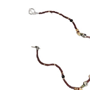 Collier en perles de verre bohème avec boucle OT en argent et accents de pierre