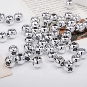 8mm shiny silver plated 4-way spacer beads for DIY jewelry and phone chain making