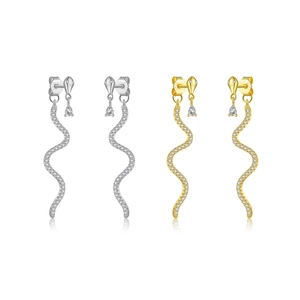 Boucles d'Oreilles Pendantes Serpent en Argent Sterling 925 Avec Strass Longues Boucles d'Oreilles Pendantes pour Femme Bijoux