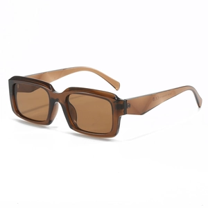 Square gradient sunglasses with retro tea-colored frames shown from a 45-degree angle