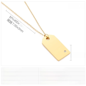 Polished stainless steel rectangular pendant size 32x17mm with a small inset zircon stone