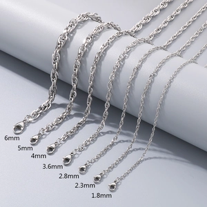 Stainless Steel Rope Chain Necklace And Bracelet Minimalist Hip Hop Fashion Punk Style Jewelry For Men Women