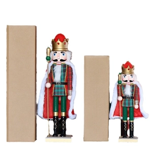 50cm European Nutcracker King in red cloak and green plaid outfit for Christmas decor