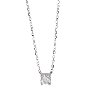 Sparkling zircon round solitaire pendant necklace with silver chain for women