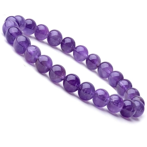Minimalist 8mm natural purple amethyst bead stretch bracelet for men and women