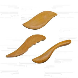 Three-piece sandalwood wood massage tool set for acupuncture and body Gua Sha treatments