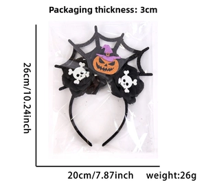 Halloween headband featuring a purple wizard hat and skull, 3cm package thickness