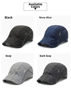 Casquettes de sport en maille respirante en noir marine et gris avec logo reflétant