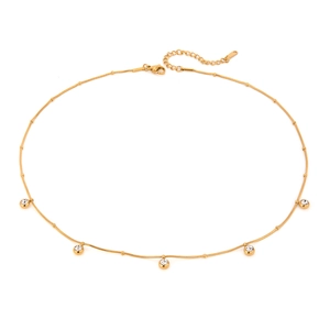 Goldene Edelstahl Schlangenkette mit fünf Kristallkugel Anhängern für Damen Mode