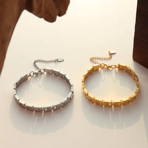 Titanium steel watchband style chain bracelets in gold and silver matte finishes