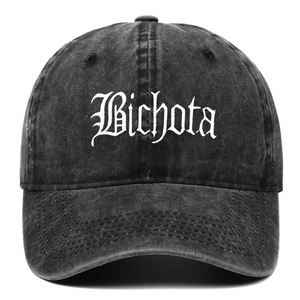 Bichota Embroidered Baseball Cap Washed Cotton Distressed Retro Gothic Letter Hat For Outdoor Sports Adjustable