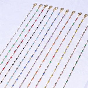 Colorful 18k gold plated stainless steel lip chain necklaces with lobster clasp closure
