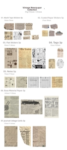 Dettagli del kit scrapbooking vintage con adesivi washi, etichette e carte per collage