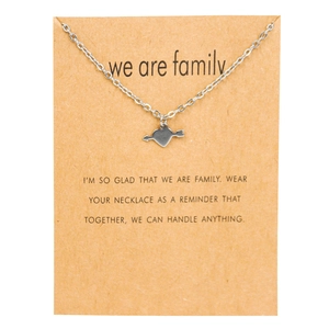 Silver heart with arrow pendant necklace displayed on a Family sentimental message card