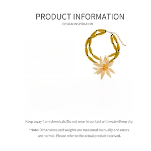 Detailed size chart for white resin flower necklace and earring jewelry set