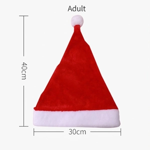 Detail view of adult Christmas hat with dimensions 40cm by 30cm in red and white