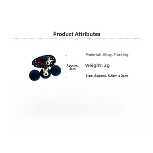 Detail showing blue flocked dog hair clip dimensions and alloy material specs