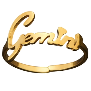 Minimalist gold Gemini constellation adjustable open ring for women in stainless steel