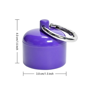 Portable purple jewelry container with dimensions of 4.0cm height and 3.8cm diameter