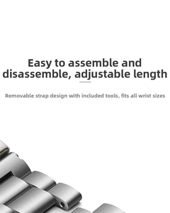 Adjustable stainless steel metal watch band with removable links and tools included