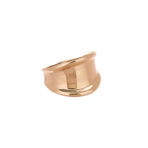 Minimalist wide concave polished metal open ring with rose gold finish for women