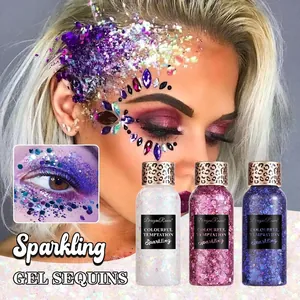 Sprankelende glittergelset voor ogen en gezichtsmake-up met panterprint doppen