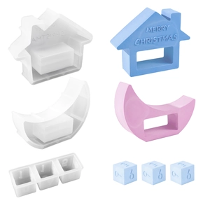 Kit de moules en silicone pour calendrier en résine en forme de lune et de maison