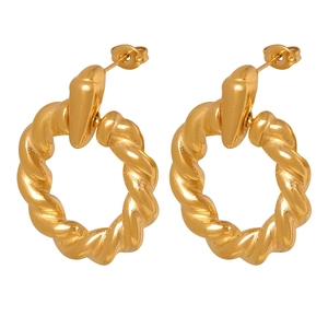 Vintage Twisted Hoop Earrings For Women Minimalist Titanium Steel Geometric Hoop Earrings Fashion Jewelry Gift