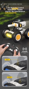Detail view of 2.4G RC battle stunt car with gesture sensing and LED headlights