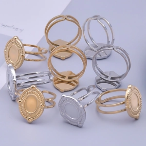 Detail of DIY 304 stainless steel ring bases with oval and round serrated edge trays