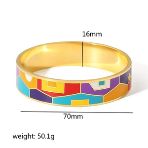 Detail showing 16mm width and 70mm diameter of multi-color enamel bangle
