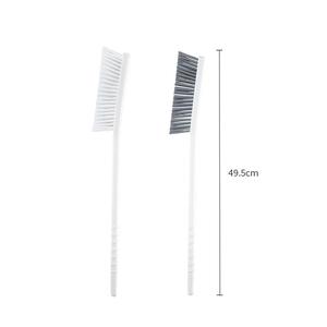Long-handle 49.5cm radiator cleaning brush with ergonomic grip in white and grey colors